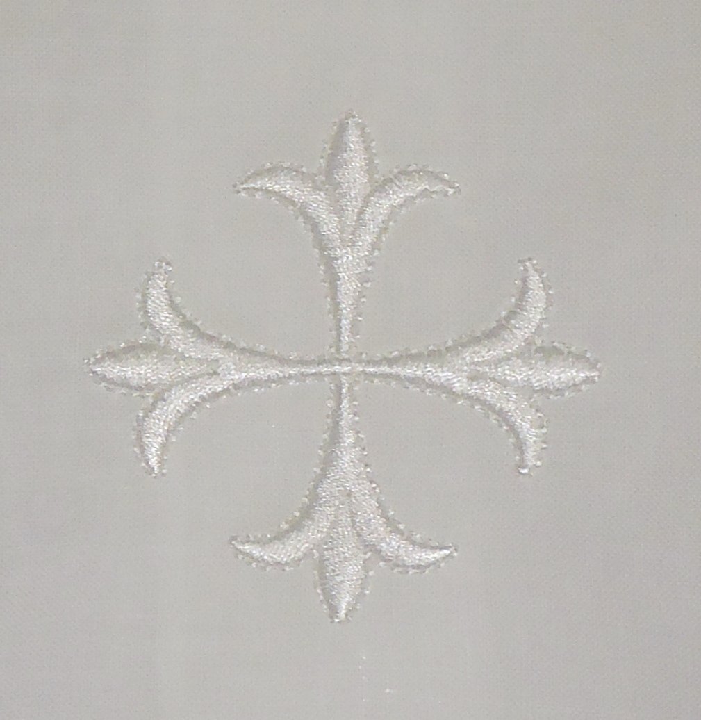 White Linen Altar Cloth with Cross Embroidery - Church Communion Table Decor, Christian Worship & Home Altar Cover