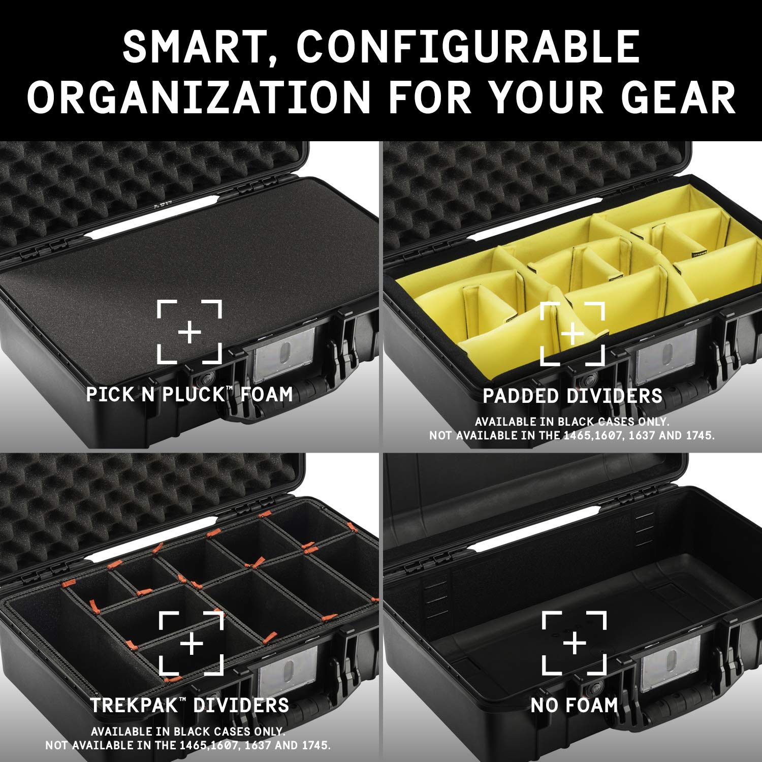 Pelican Air 1525 Waterproof Hard Case with Customizable Padded Dividers - Black | Shockproof & Dustproof Protective Case for Camera Equipment, Drones, Electronics | Perfect for Travel, Outdoor Adventures & Professional Use