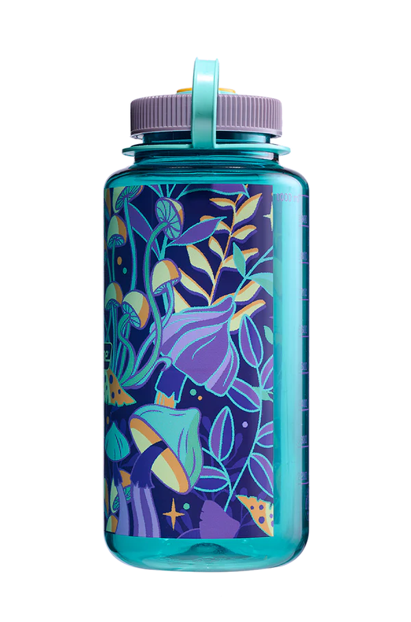 32oz Wide Mouth Water Bottle with Psychedelic Botanical Print - Perfect for Gym, Hiking & Outdoor Adventures