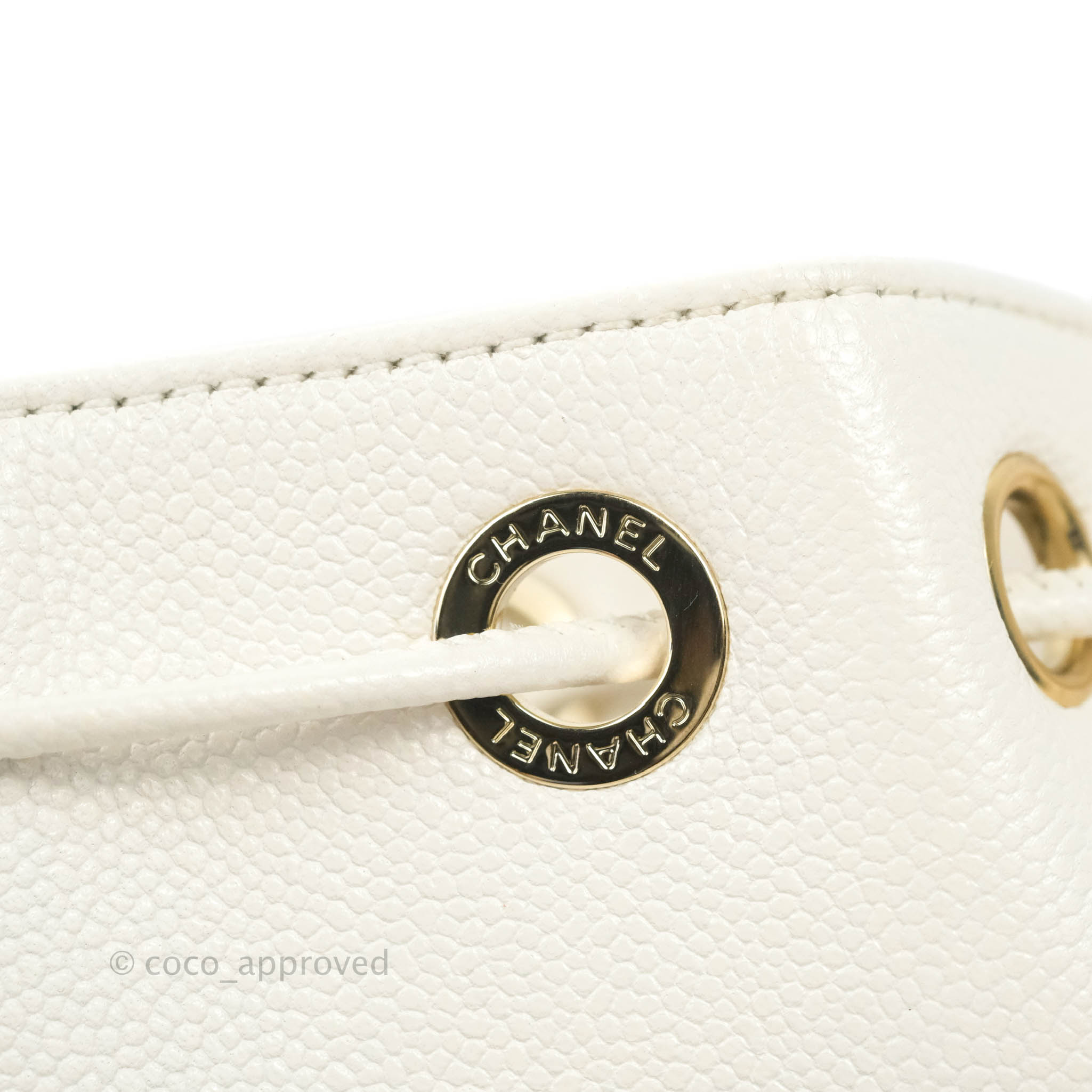 Chanel Business Affinity Drawstring Bucket Bag in White Caviar Leather with Gold Hardware - Perfect for Work, Travel & Everyday Luxury