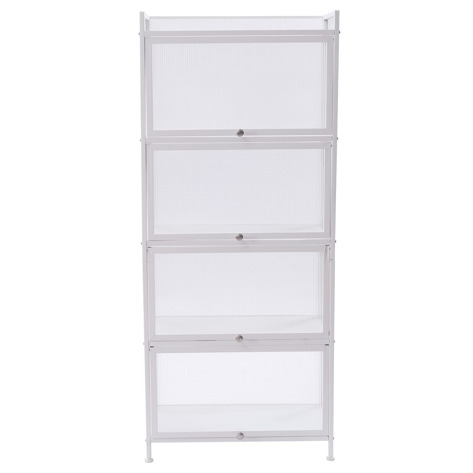 5-Tier Kitchen Pantry Storage Cabinet with Draw Net-Rack - White & Black Buffet Cabinet for Pantry Organization | Perfect for Living Room, Bathroom, Entryway Storage Solutions | Space-Saving Home & Kitchen Storage