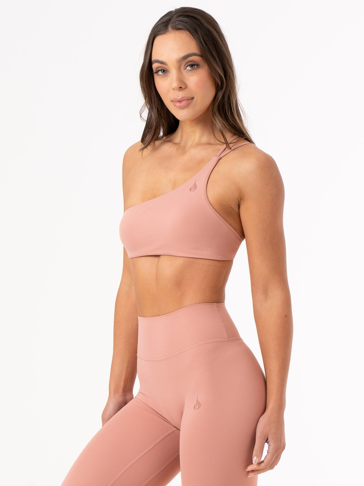 NKD One Shoulder Sports Bra for Women - Dusty Pink | High Support Workout Top for Yoga, Running & Gym