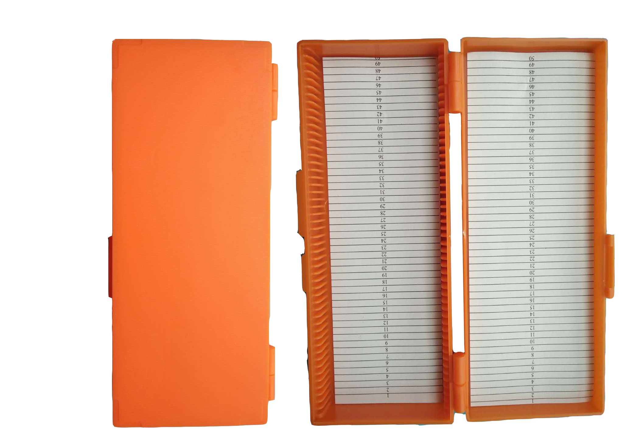 50-Place Microscope Slide Storage Box - Clear Glass Slides Organizer with Orange Case - Perfect for Lab, Classroom & Science Experiments