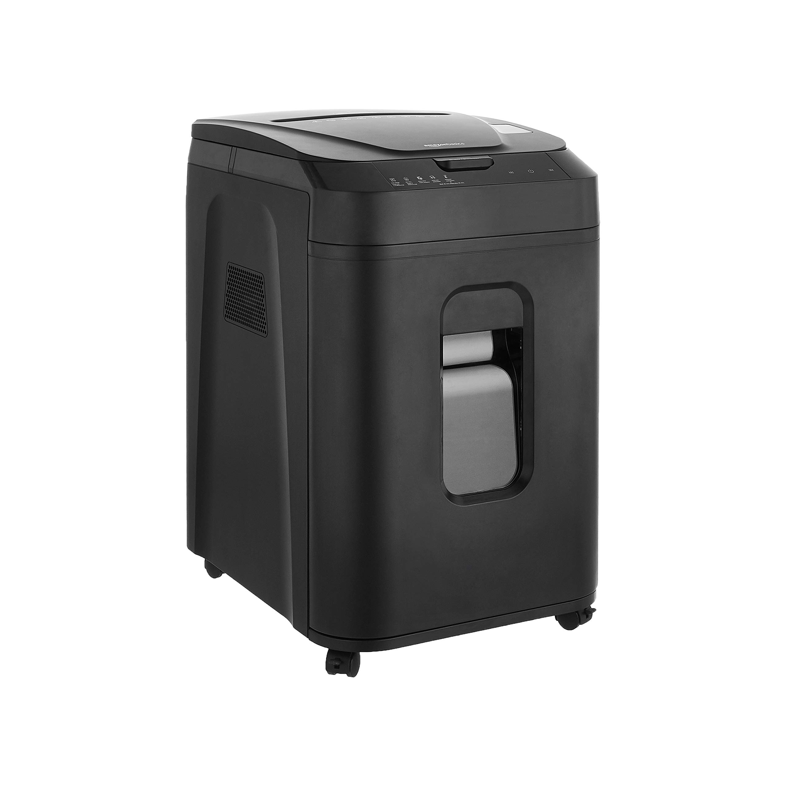 Amazon Basics 150 Sheet Auto-Feed Micro-Cut Paper Shredder (Black) with 12-Pack Shredder Sharpening & Lubricant Sheets - Secure Document Destruction for Home & Office Use
