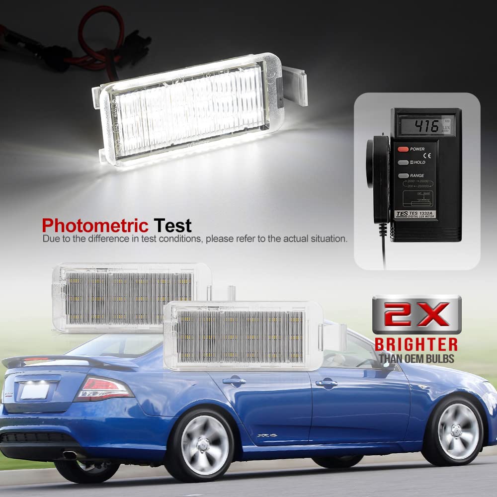 OEM LED License Plate Lights for 2010-2013 Chevy Camaro Coupe & Convertible - CANBUS Error Free 6000K Xenon White 18-SMD LED Replacement Kit - Perfect for Night Driving & Enhanced Rear Visibility