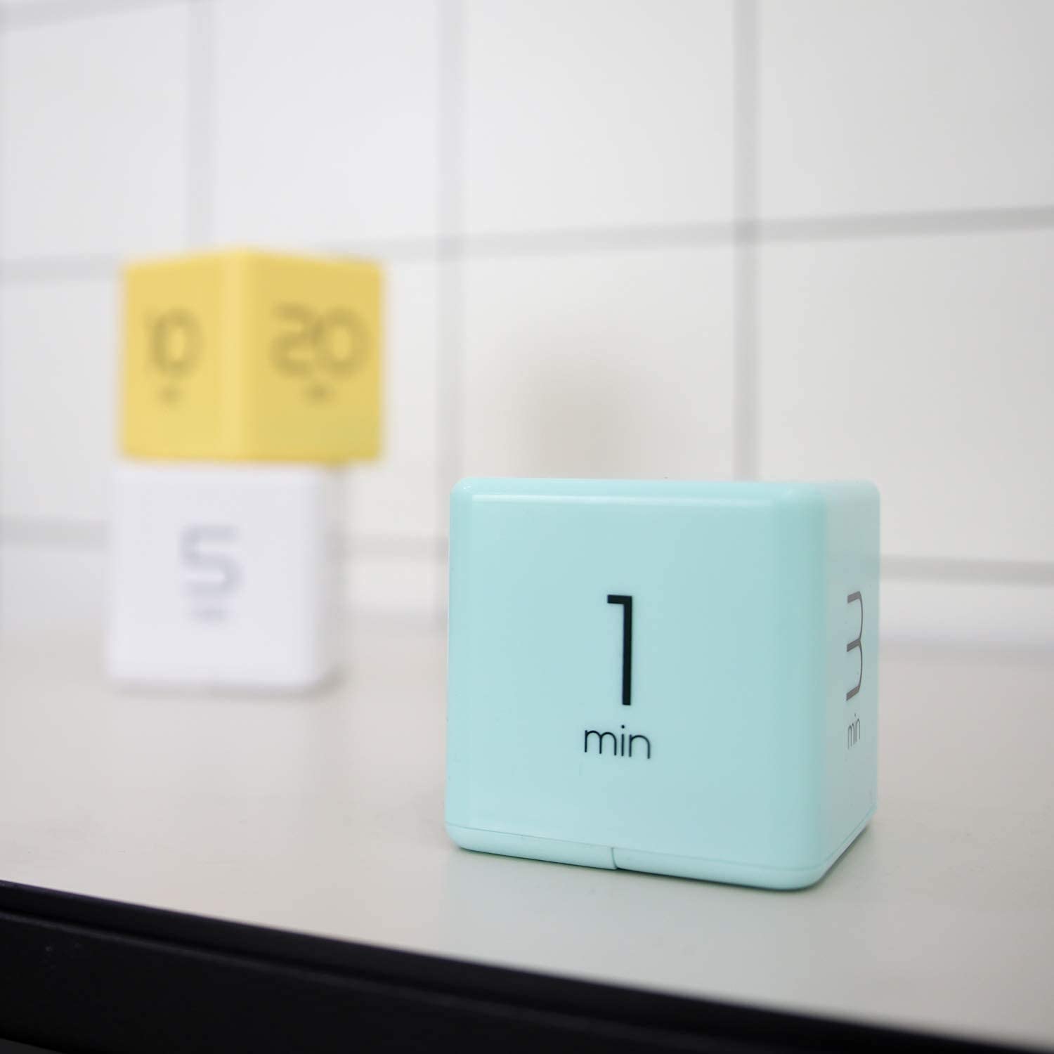 Mooas Yellow & Mint Cube Timer Bundle (10,20,30,60 Minutes) - 8 Settings - Study Timer, Kitchen Timer, Workout Timer & Kids Timer for Classroom, Office, Gym and Home Use
