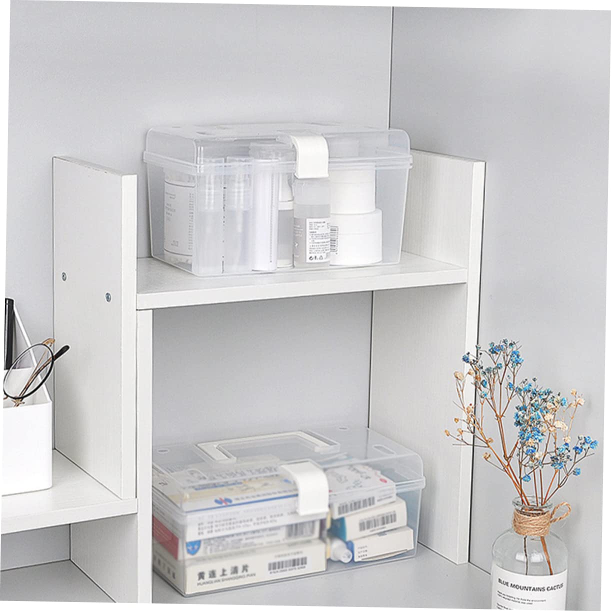 White Medicine Storage Organizer Box - Portable Pill Holder for Cabinet, Car & Travel | Compact Medical Kit for Daily Medication & First Aid Supplies