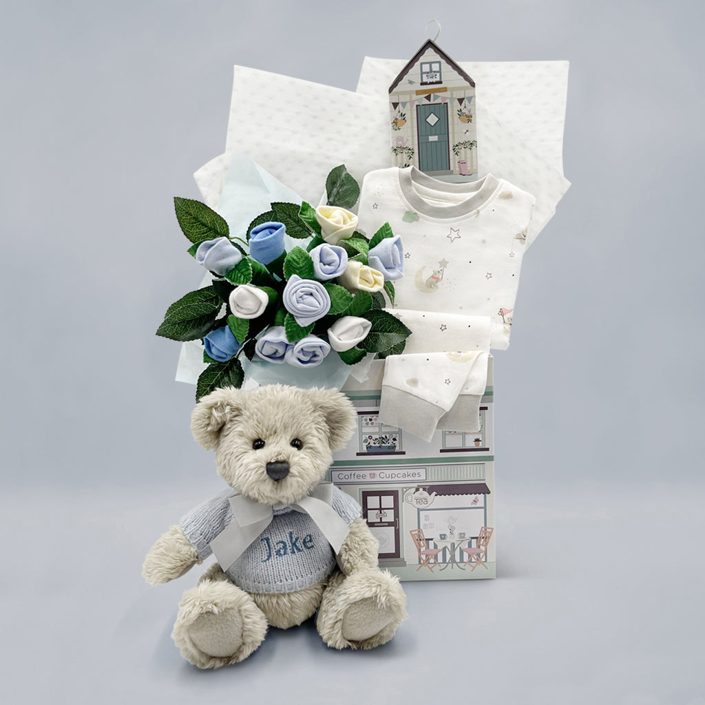 Personalized Little Love Bedtime Welcome Hamper Gift Set - Blue - Perfect for Newborns, Baby Showers & Nursery Decor
