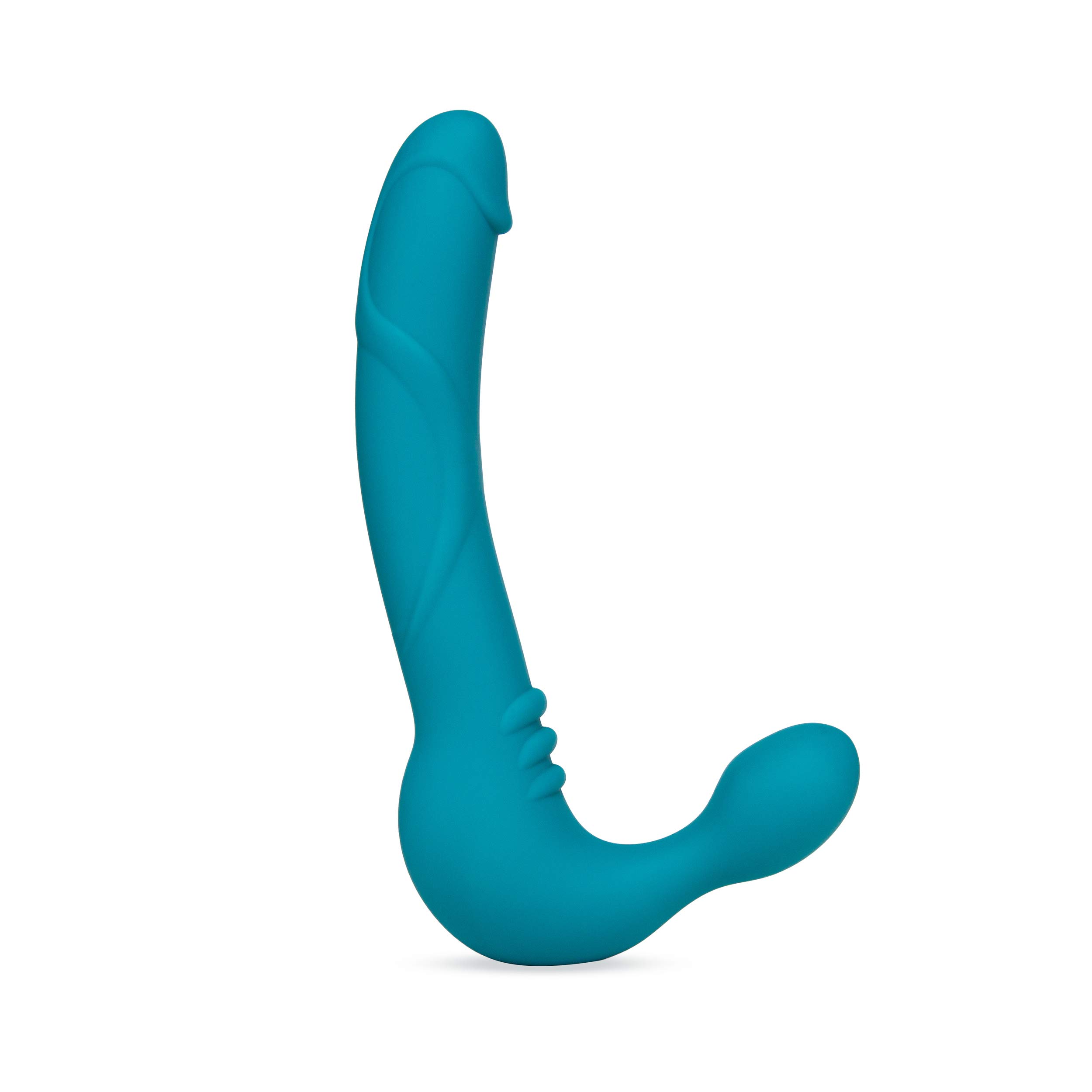 Blush Novelties Temptasia Luna Strapless Strap-On Silicone Dildo - Double Ended Vibrating Dildo for Women & Couples - Waterproof & Body-Safe Teal Sex Toy - Perfect for Solo Play, Couples Bonding & LGBTQ+ Intimacy