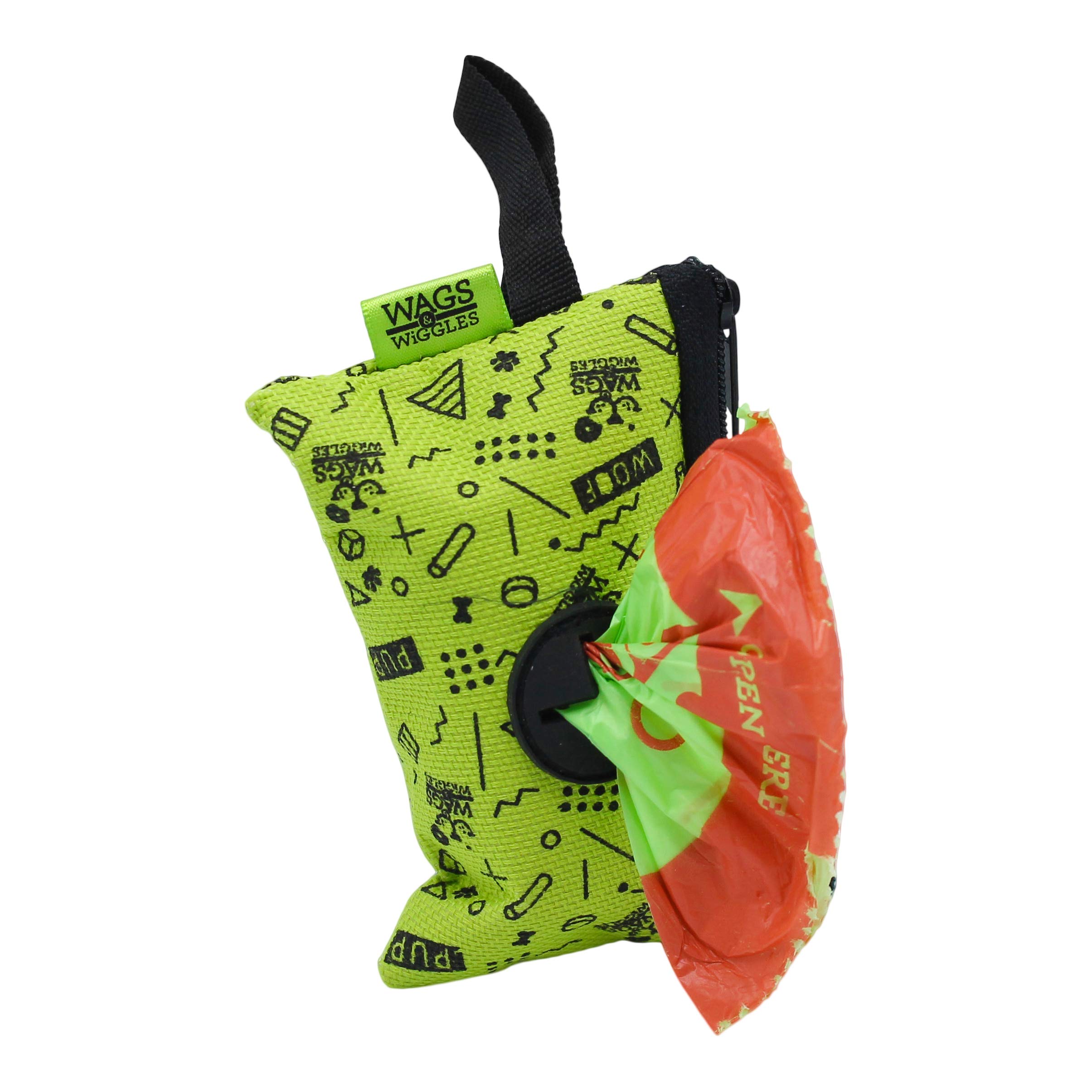 Wags & Wiggles Dog Waste Bag Dispenser with 30 Pineapple Scented Poop Bags | Leak-Proof & Durable Doggie Waste Bags | Compact & Adorable Dispenser for Walking, Hiking & Park Outings