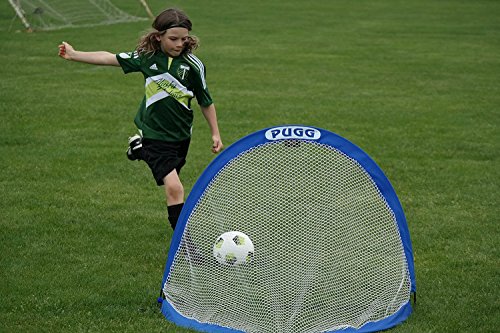 PUGG 4ft Portable Pop Up Soccer Goal - Original Training Futsal Football Net with Carry Bag (Set of 2) - Perfect for Backyard Practice, Youth Games & Pickup Matches