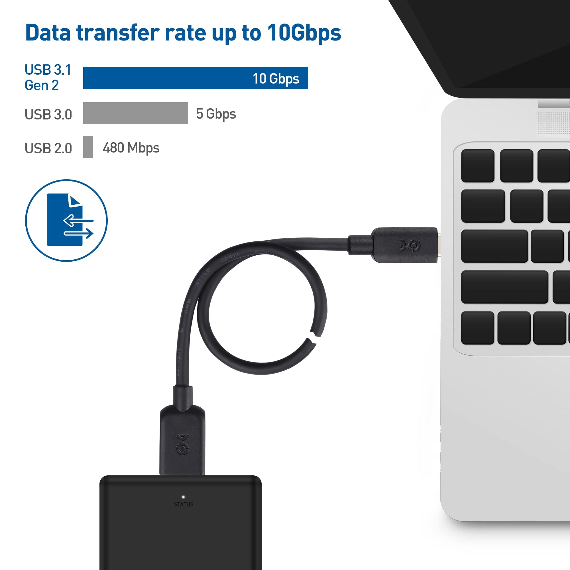 Premium USB C to Micro USB 3.0 Cable 3.3 ft - 10Gbps High-Speed Data Transfer Cable | USB C to Micro B 3.0 Adapter for Hard Drives, External SSDs & OTG Devices | Durable Black Nylon Braided Cord for PC, Mac, Android & Gaming Consoles