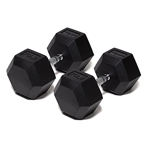 Living.Fit Rubber Encased Hex Dumbbell Set (5LB-100LB) - Premium Hand Weights for Strength Training, Home Gym & CrossFit Workouts | Perfect for Weightlifting, Muscle Building & Fitness Routines