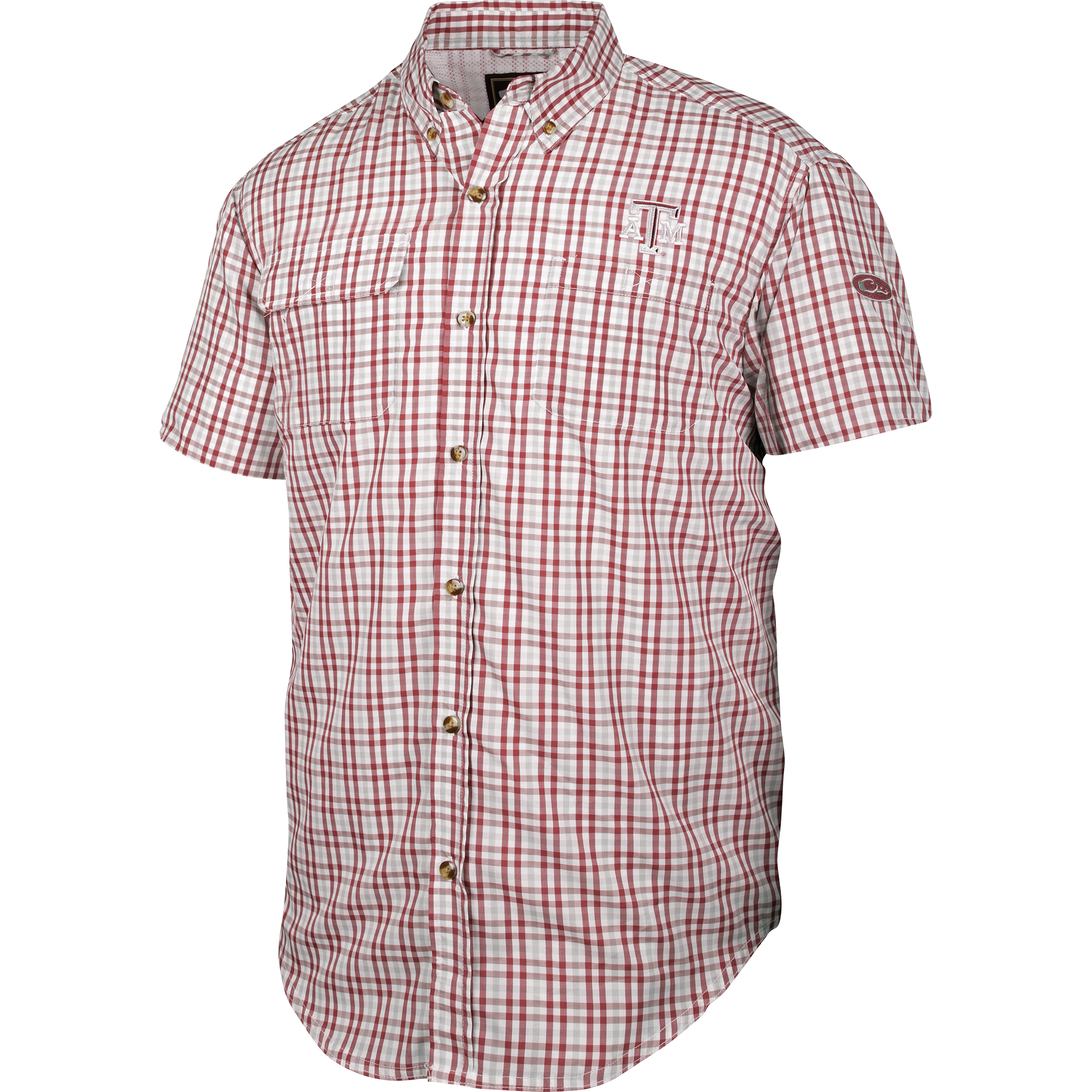 Texas A&M Gingham Plaid Wingshooter's Short Sleeve Shirt for Men - Casual & Outdoor Hunting Wear - Perfect for Game Days, BBQ Parties, and Outdoor Adventures