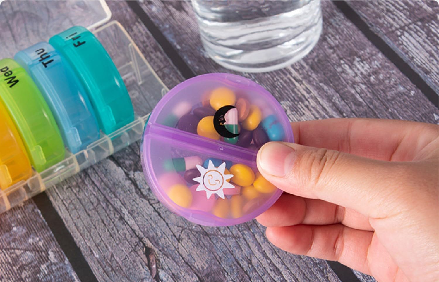 7-Day Pill Organizer with AM/PM Compartments - Round Moisture-Proof Medicine Dispenser Box for Daily Vitamin & Medication Storage (Black) | Perfect for Travel, Home Use & Elderly Care