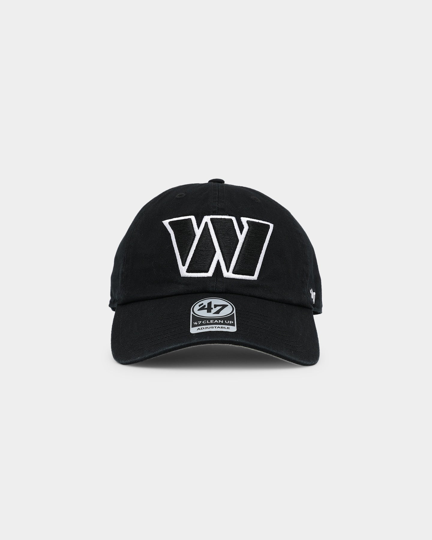 47 Brand Washington Commanders 47 Clean Up Strapback Black Adjustable Hat - Official NFL Team Cap for Football Fans, Game Day & Casual Wear