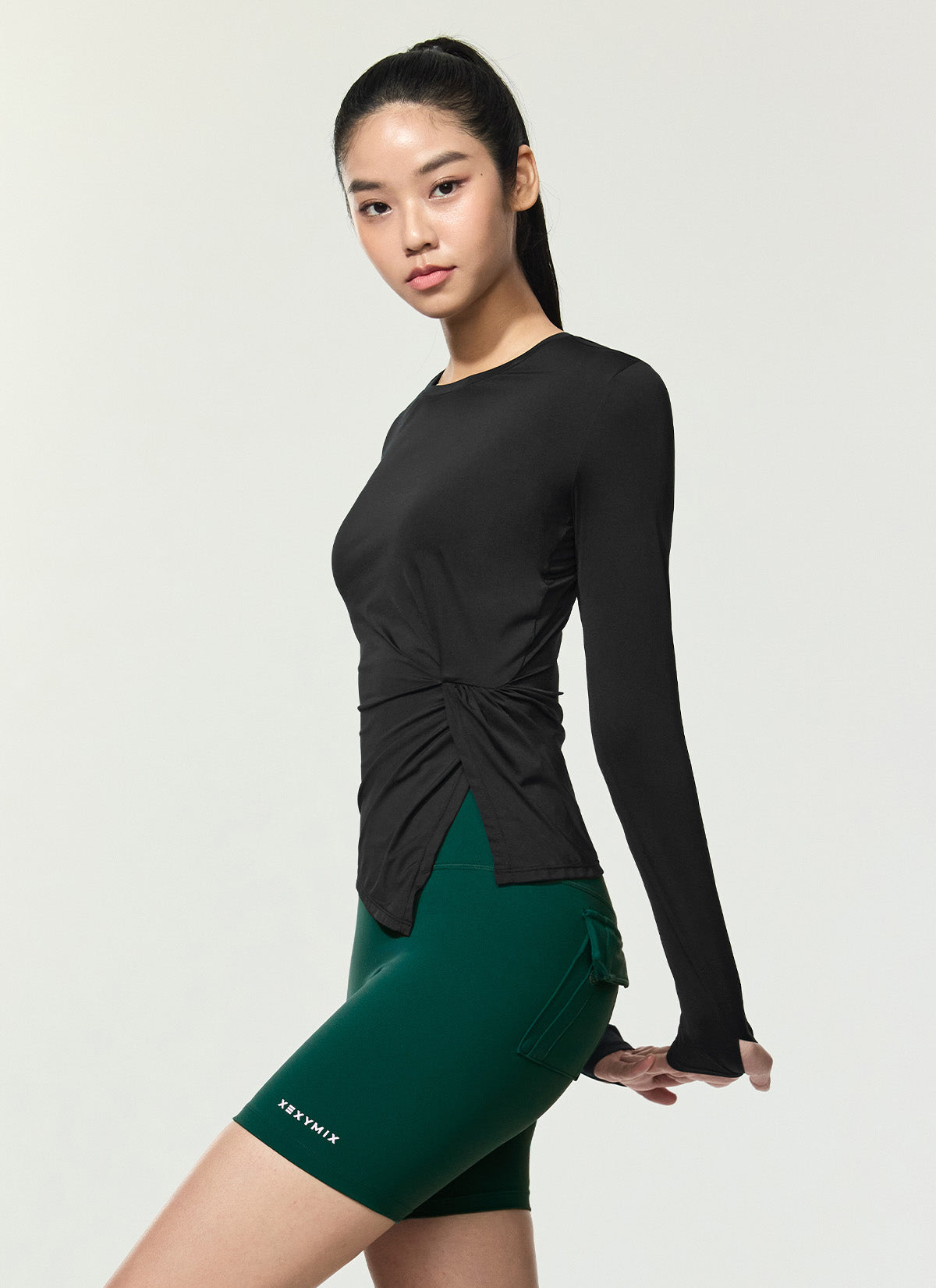 Breathable Cooling Drape Finger Hole Long Sleeve Shirt - Perfect for Yoga, Running & Outdoor Activities