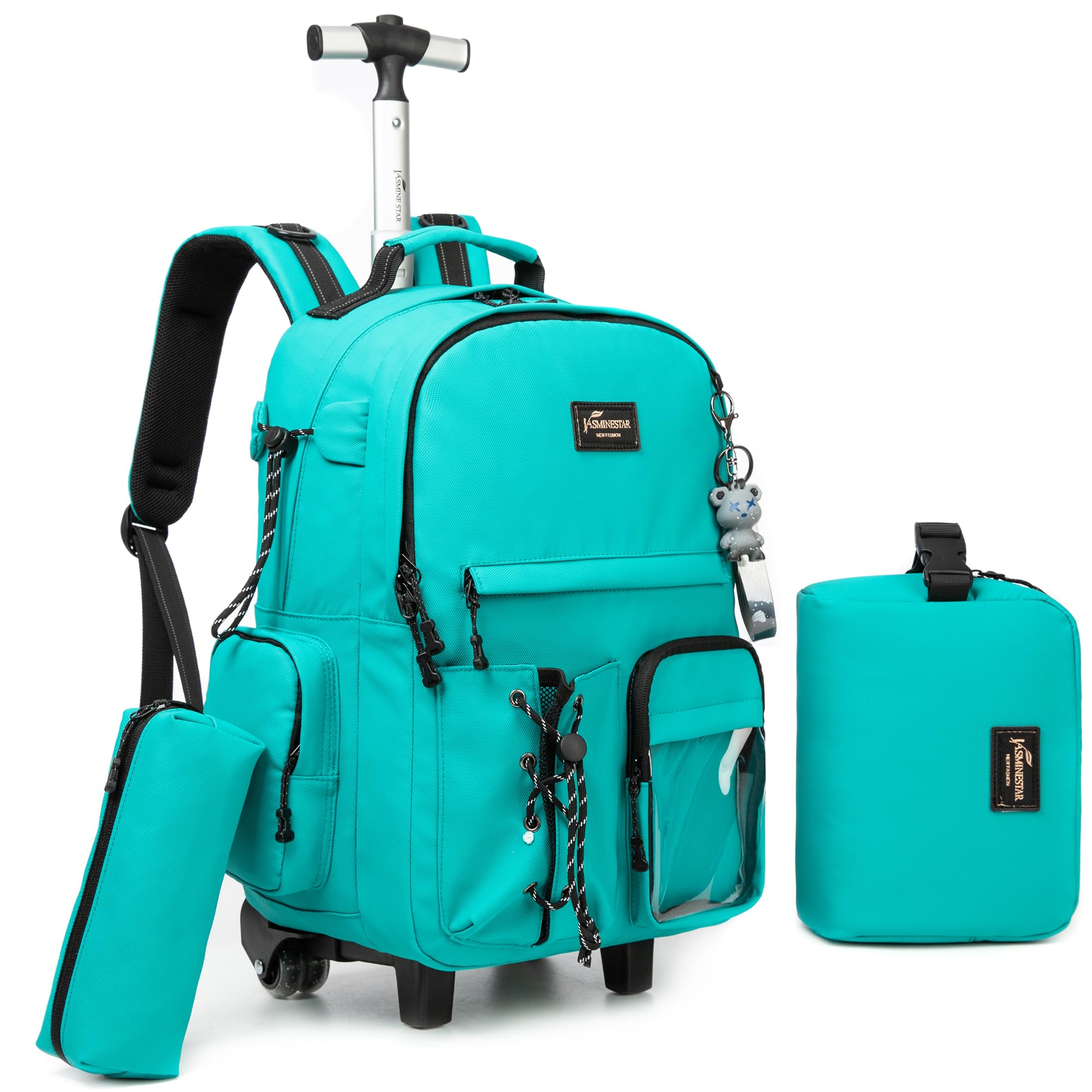 Rolling Backpack with Wheels for School - Travel Backpack with Lunch Box Set for Teens, Girls & Boys - Durable Wheeled Backpack for School Supplies & Daily Commute - Perfect for Travel, College & Work