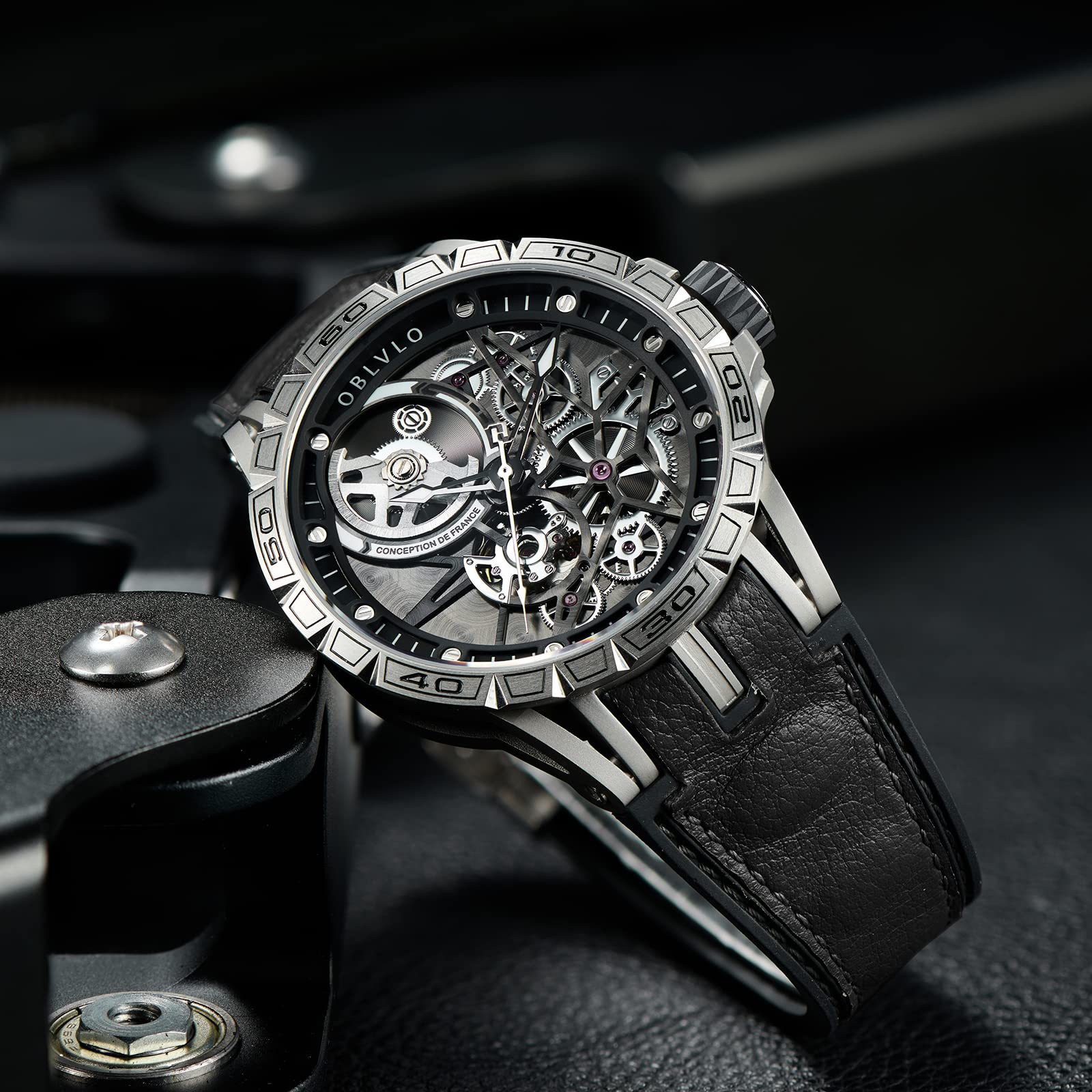 Top Luxury Automatic Skeleton Dial Steel Watch - Designer Leather Strap Wristwatch for Men - Perfect for Business, Formal Events & Everyday Wear