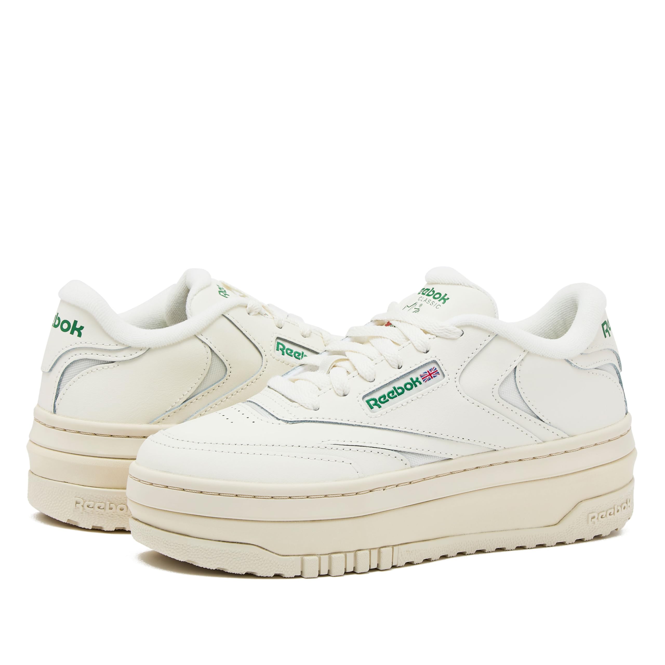 Reebok Women's Club C Extra Platform Sneakers - White Leather Vintage Tennis Shoes for Women | Casual Wear, Street Style, Retro Fashion