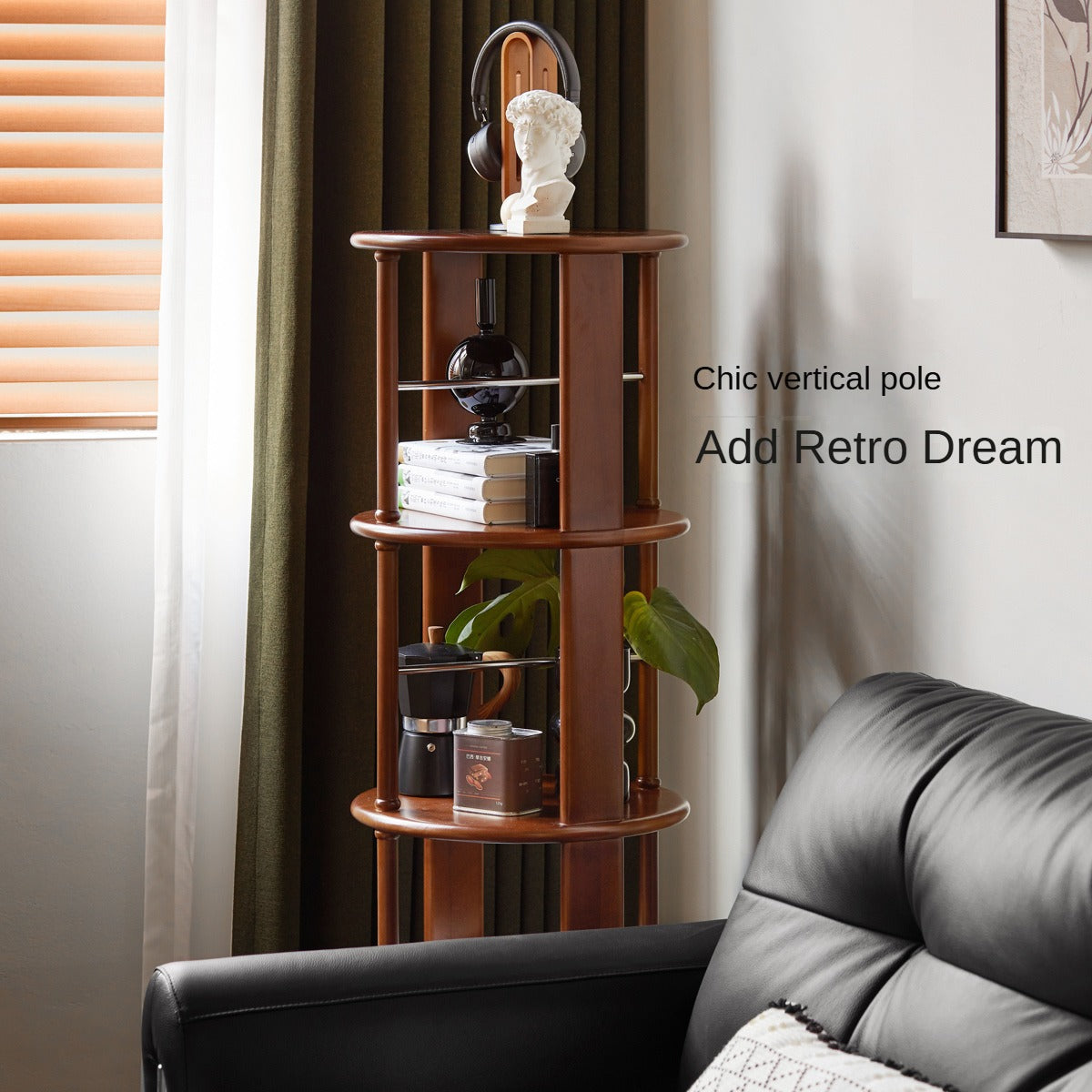 Solid Poplar Wood Rotating Bookshelf - 360° Swivel Floor Bookcase for Living Room, Office & Bedroom Storage & Organization
