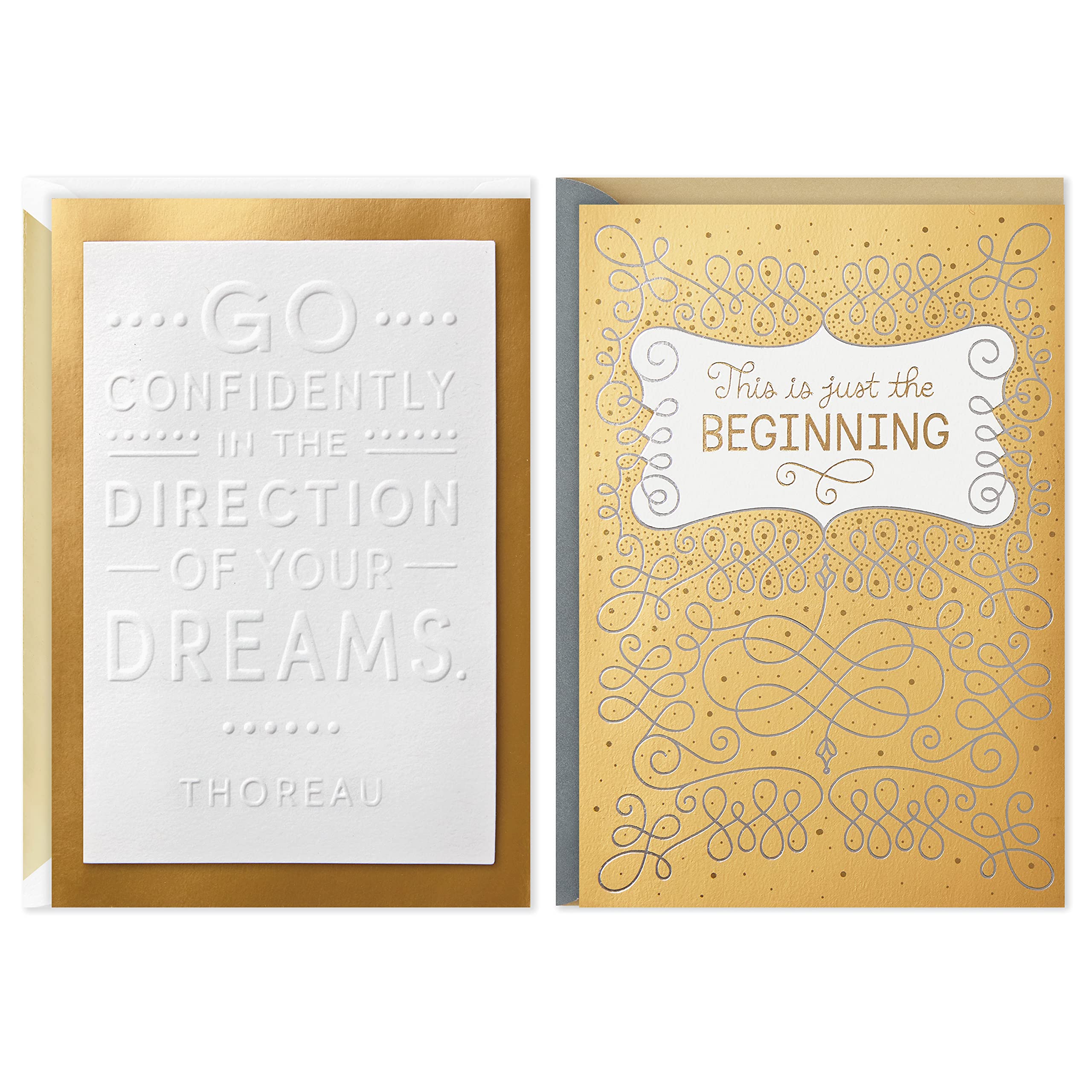 Hallmark Congratulations & Graduation Cards - Pack of 2 Gold Foil Greeting Cards for Special Occasions - Perfect for Graduation Parties, Anniversaries & Celebrations