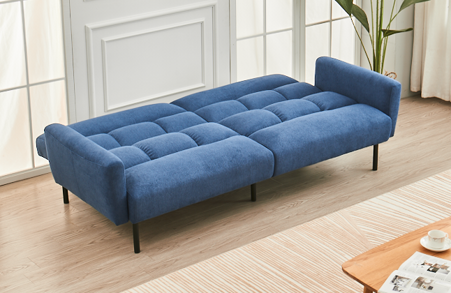 BlueFlex Sleeper Sofa - Convertible Split Back Design with Memory Foam Mattress, Removable Arms & Sturdy Steel Legs | Perfect for Small Spaces, Guest Rooms & Apartments
