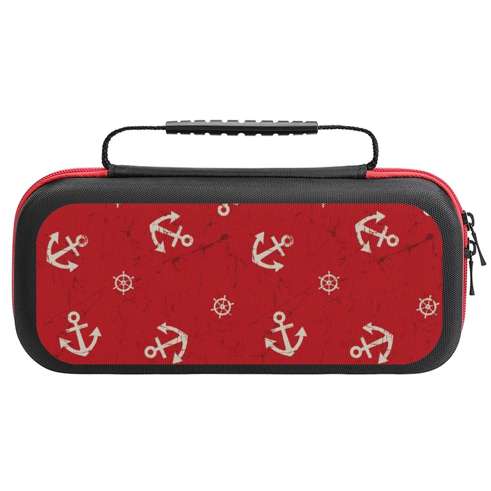 FunnyStar Navy Anchor & Steering Wheel Protective Carrying Case for Nintendo Switch - Durable Storage Handbag for Travel, Commute & Gaming On-The-Go