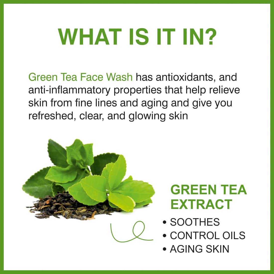 Green Tea Face Wash for Women & Men | Natural Skin Cleanser | Deep Cleansing for Dull Skin | Removes Dirt & Impurities | Paraben & Sulphate Free | 200ml | Perfect for Daily Skincare Routine & Travel