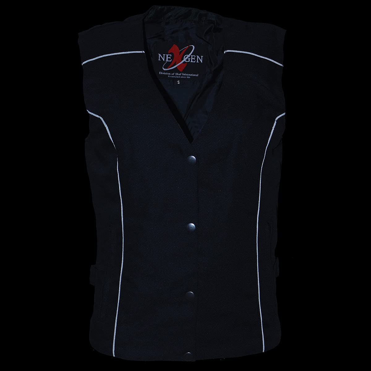 Milwaukee Leather SH1955 Women's Black Textile Motorcycle Vest with Wing Embroidery - Perfect for Biker Ladies, Motorcycle Riders & Outdoor Adventures