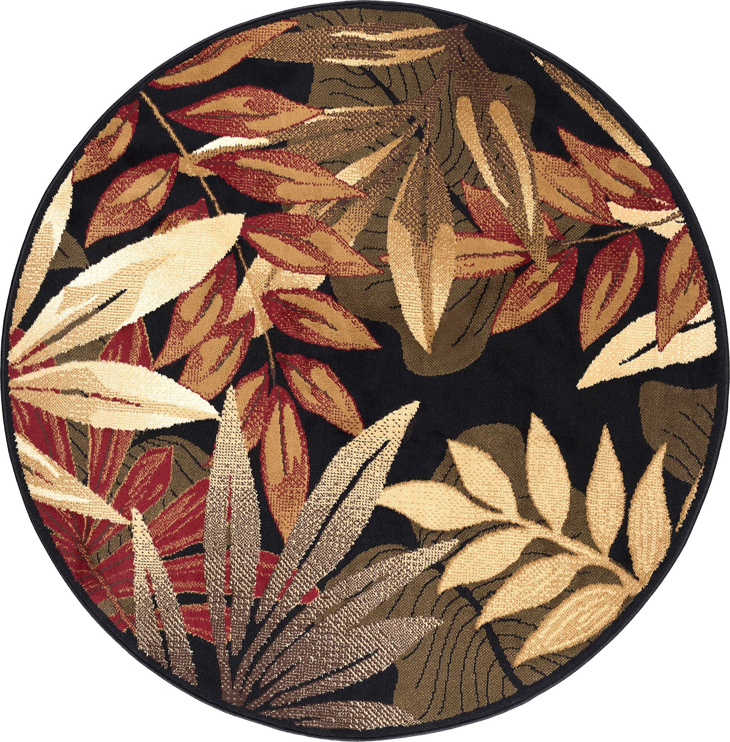Tayse Pomona Black 8 Foot Round Area Rug - Soft Transitional Floral Design for Living Room, Bedroom, Dining Room | Perfect for Home Decor, Floor Protection & Cozy Spaces