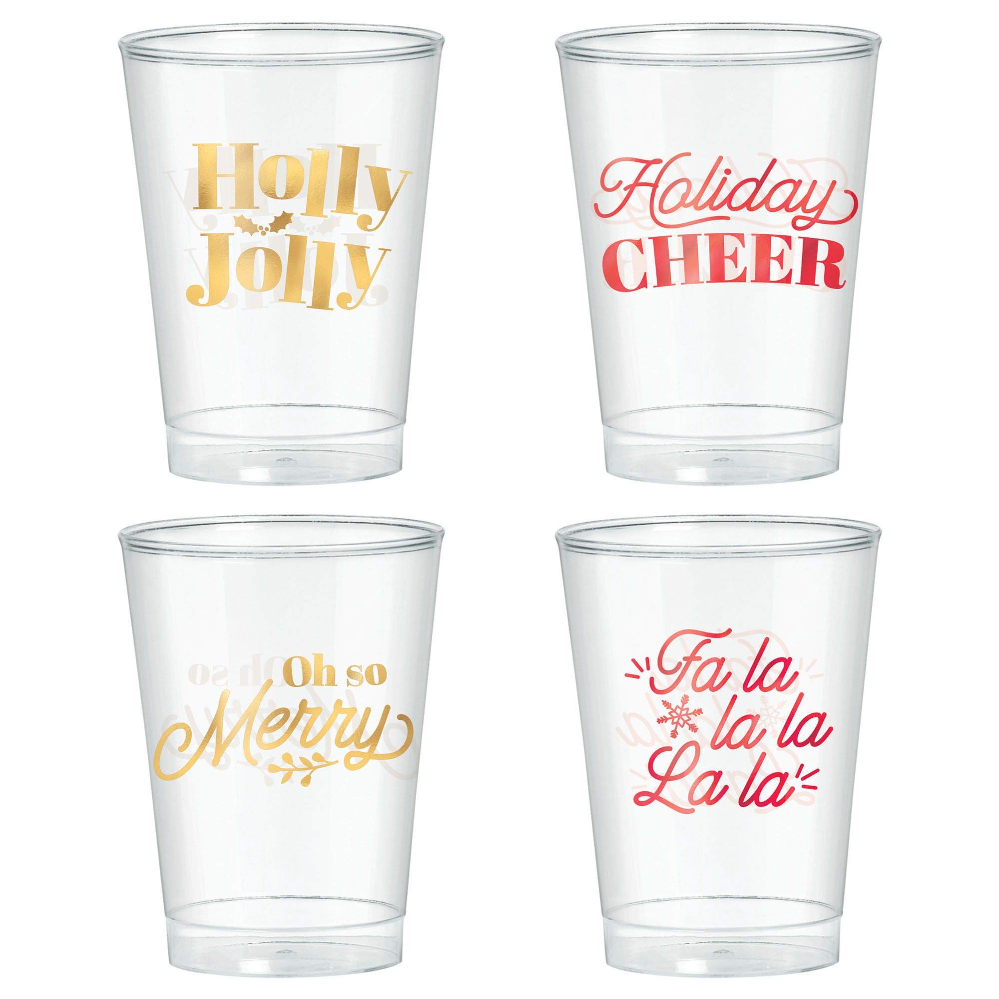 ELEGANI 12oz Plastic Tumblers for Christmas Party Supplies - Holiday Celebrations, Reusable Drinking Cups for Festive Gatherings, Family Reunions & Office Parties