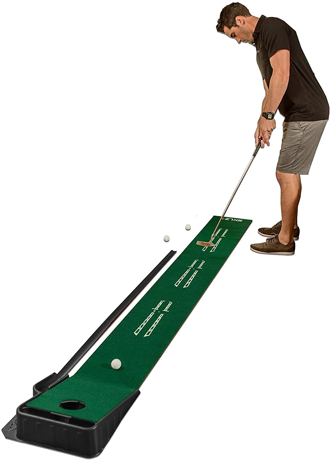 SKLZ Accelerator Pro Indoor Putting Mat - 9ft Dark Green Golf Training Aid for Home & Office | Perfect for Practice, Gifts & Small Spaces