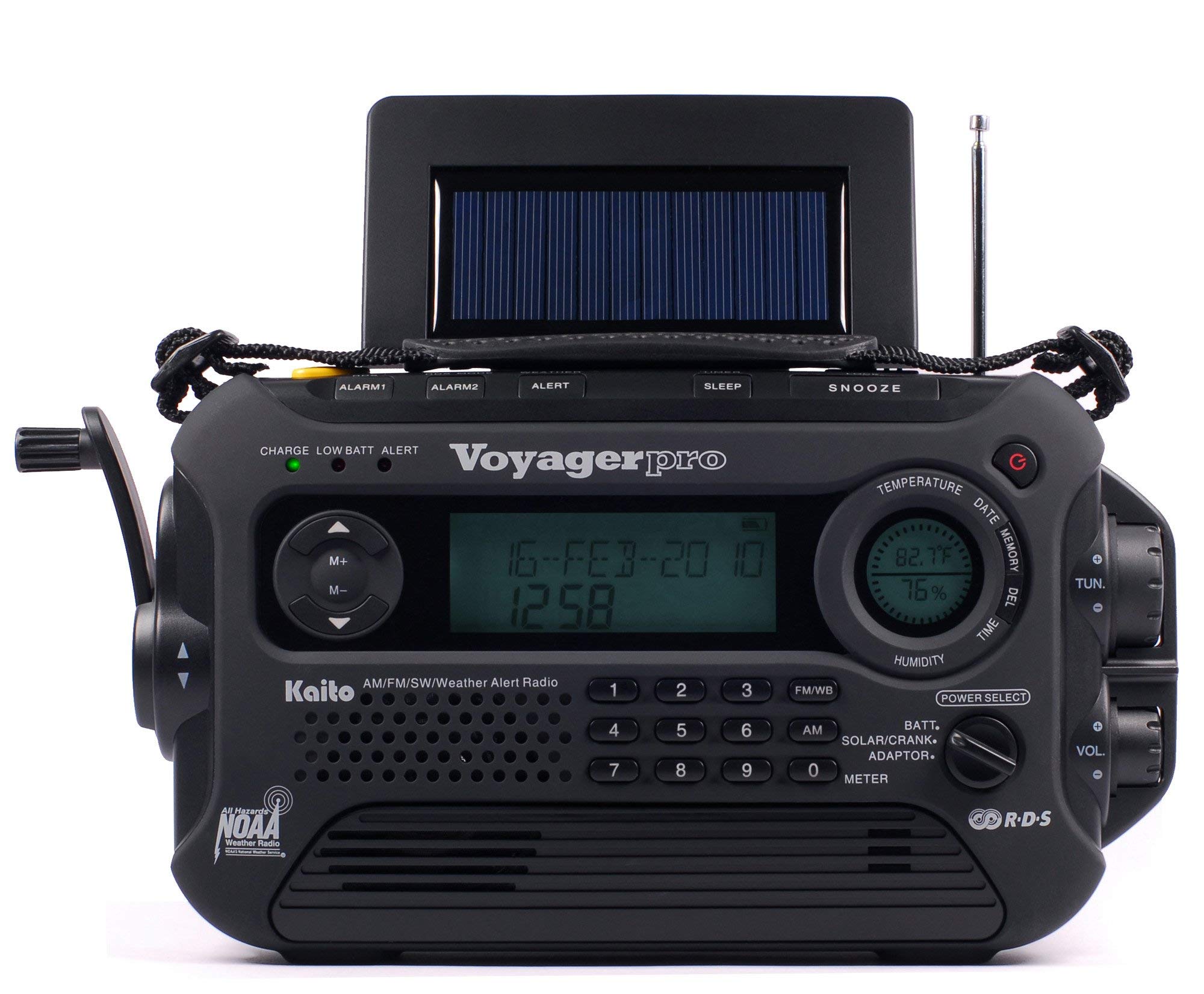 Kaito KA600L 5-Way Powered Emergency AM/FM/SW NOAA Weather Alert Radio - Solar, Hand Crank, Flashlight & Reading Lamp - Digital Portable Radio for Outdoor, Camping, Hiking & Emergency Preparedness (Black)