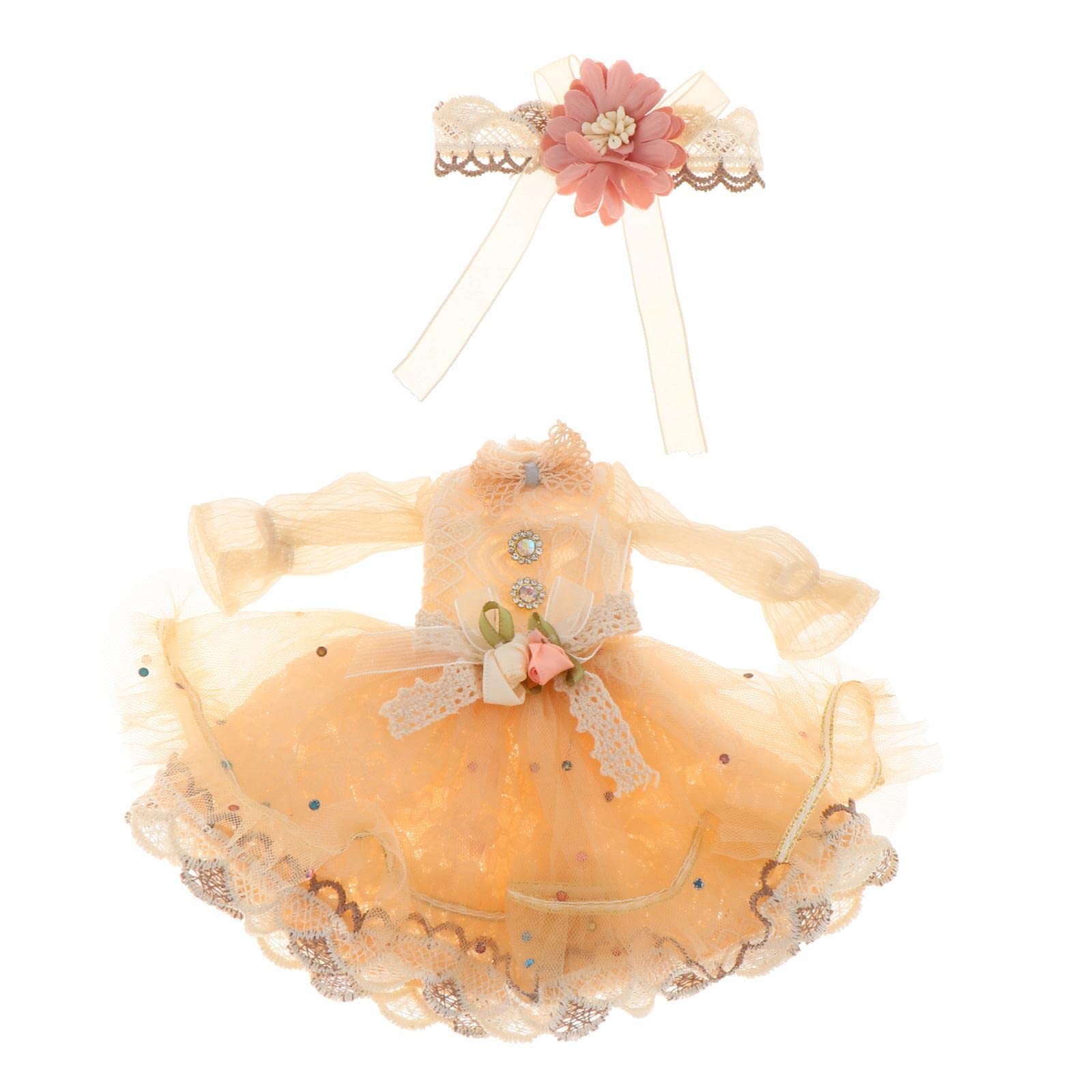 12 Inch Doll Clothes Set - Handmade 1/6 Scale Doll Dresses & Accessories for Girls, Elegant Party Dress in Champagne Color | Perfect for Blythe, Barbie & American Girl Dolls | Birthday Gifts & Collectibles