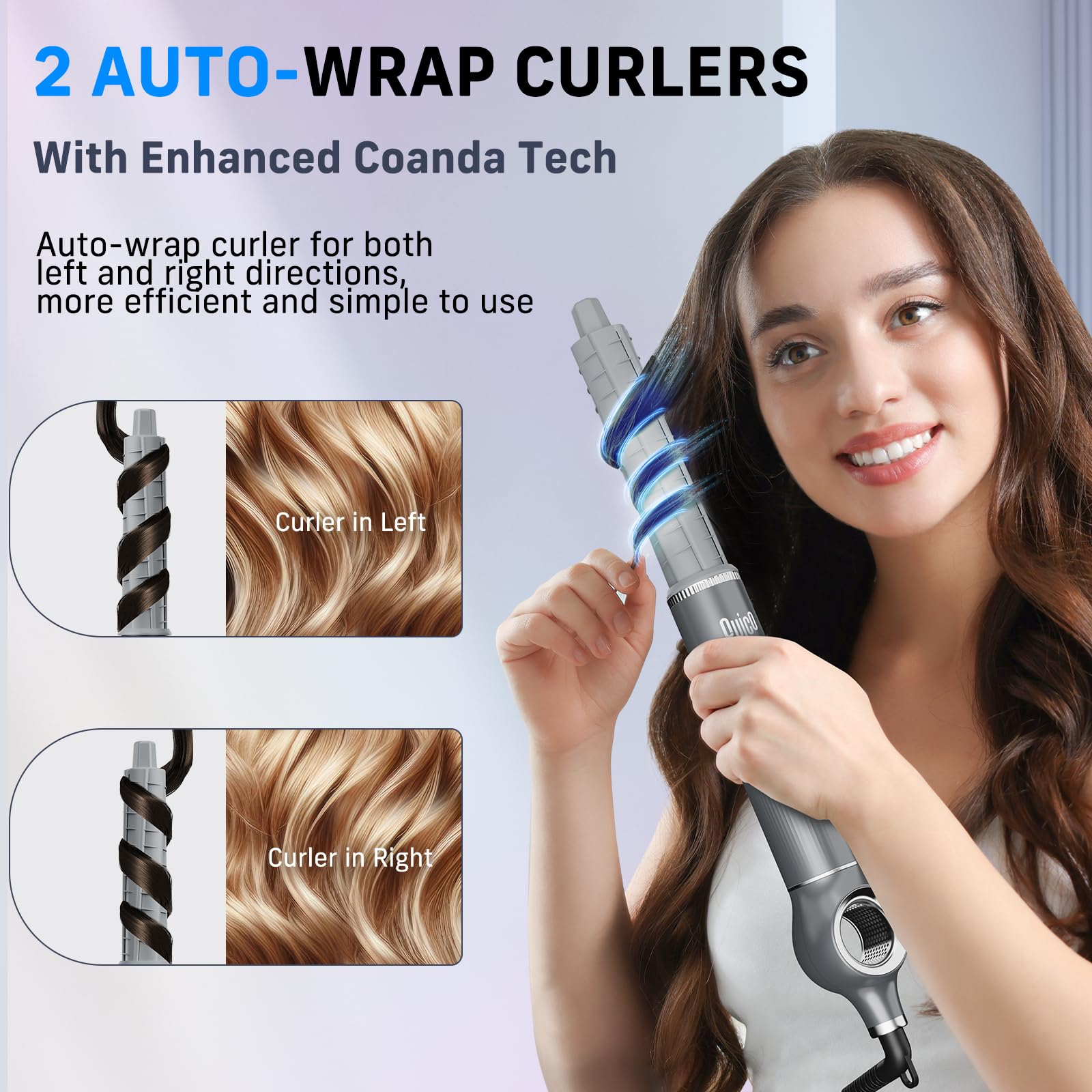 QUICO 5-in-1 Hair Dryer Brush & Styler - 110,000 RPM Fast Drying, 500M Negative Ions for Volumizing, Blow Dryer & Straightener Combo for Women - Salon Quality Styling at Home for Smooth, Shiny Hair with No Heat Damage - Perfect for Daily Styling, Salon-Look at Home, and Travel Use