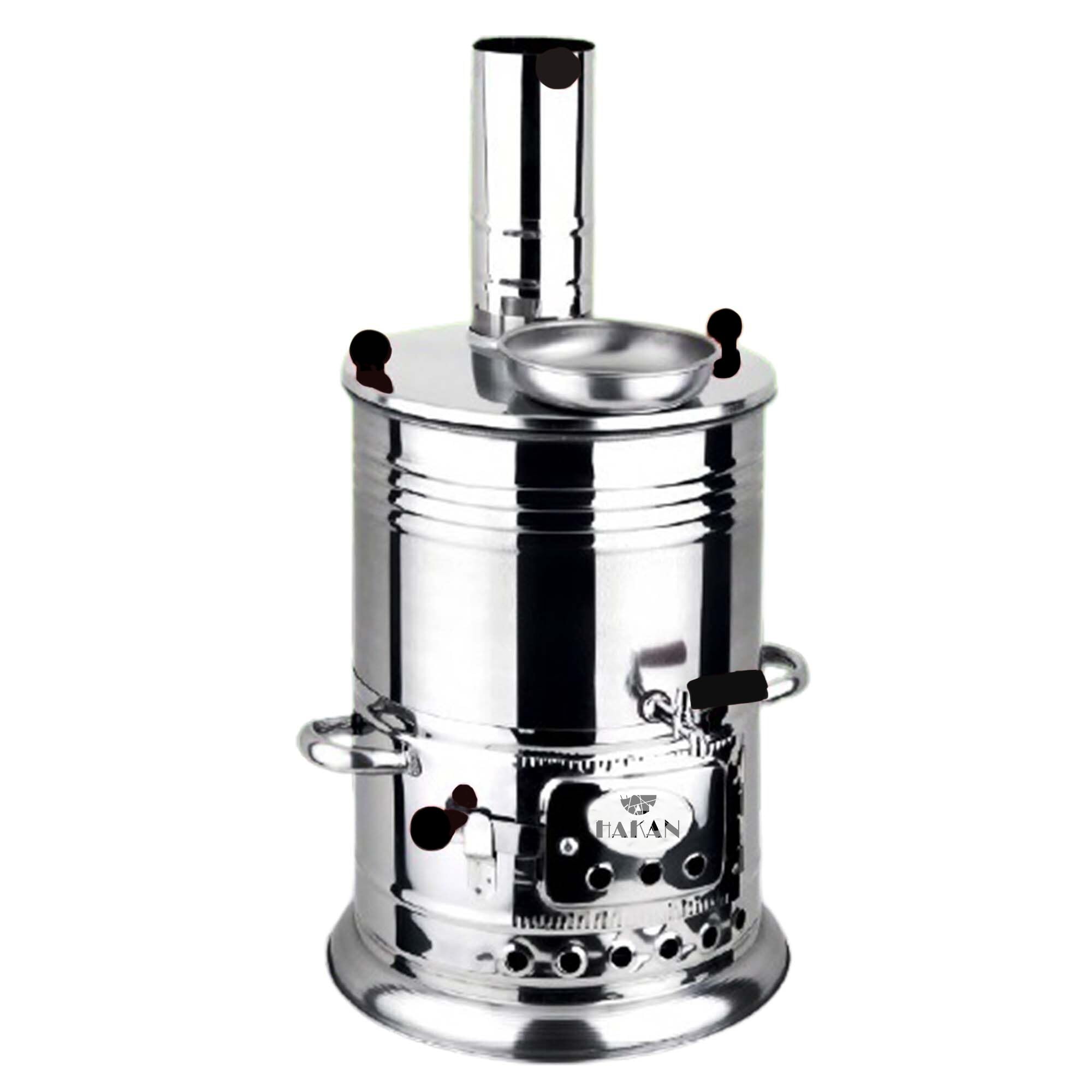 **Hakan Portable Turkish Samovar Tea Kettle – 4L (135.2 oz) Wood & Coal Fired Semaver Teapot for Camping, Picnic, Hunting & Outdoor Adventures – Black Handles – Perfect for Backpacking, Hiking & Off-Grid Living**
