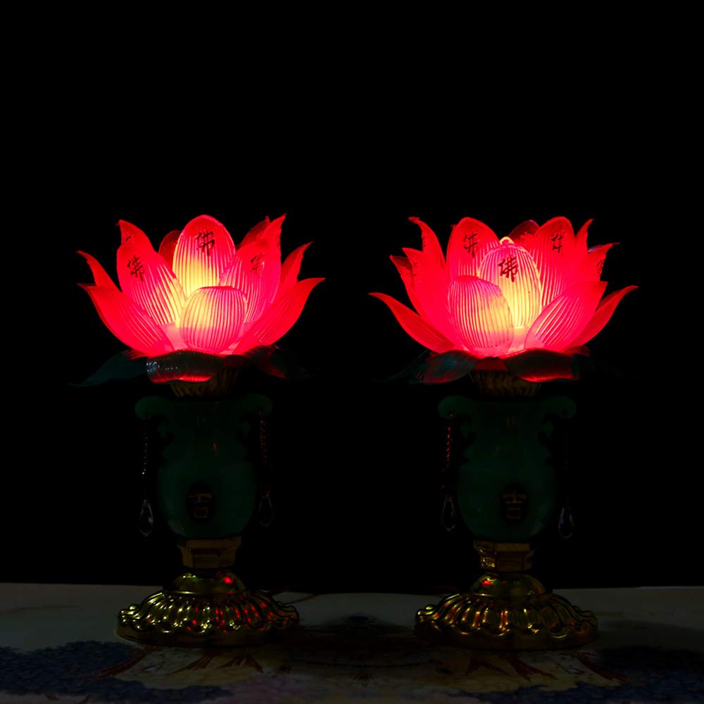 1 Pair Jade Vase Lotus Lantern - Electric Buddha Lamp with Incense Holder - Home Decor for Meditation Room, Yoga Studio & Spiritual Spaces - Perfect for Zen Decor, Altar Lighting & Relaxation