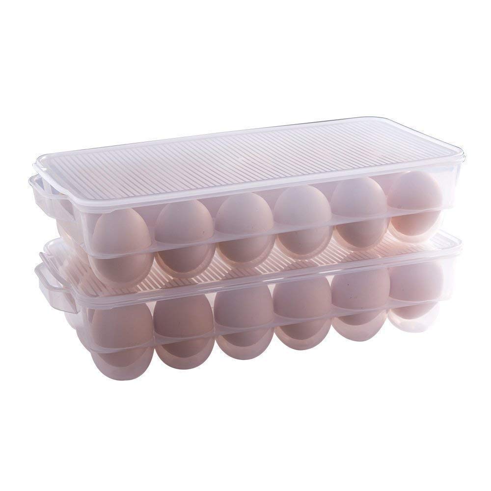 PAVITR SHOP 18-Grid Egg Storage Container for Refrigerator - Transparent Plastic Egg Holder & Lemon Organizer (1-Pack) - Perfect for Kitchen, Fridge Organization & Farm Fresh Egg Preservation
