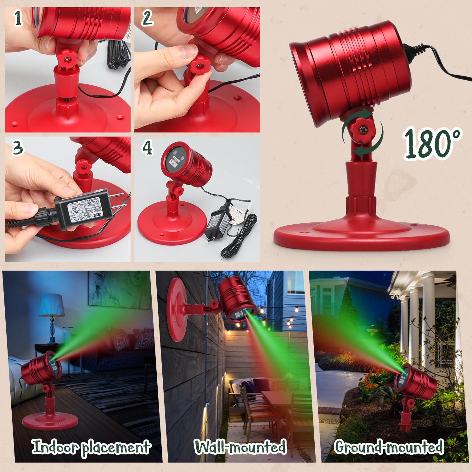 Yinuo Christmas Laser Light Projector with Remote Control - Outdoor Holiday Decorations for Christmas, New Year, Yard, Patio & Parties | Creates Festive Atmosphere for Home, Garden & Events