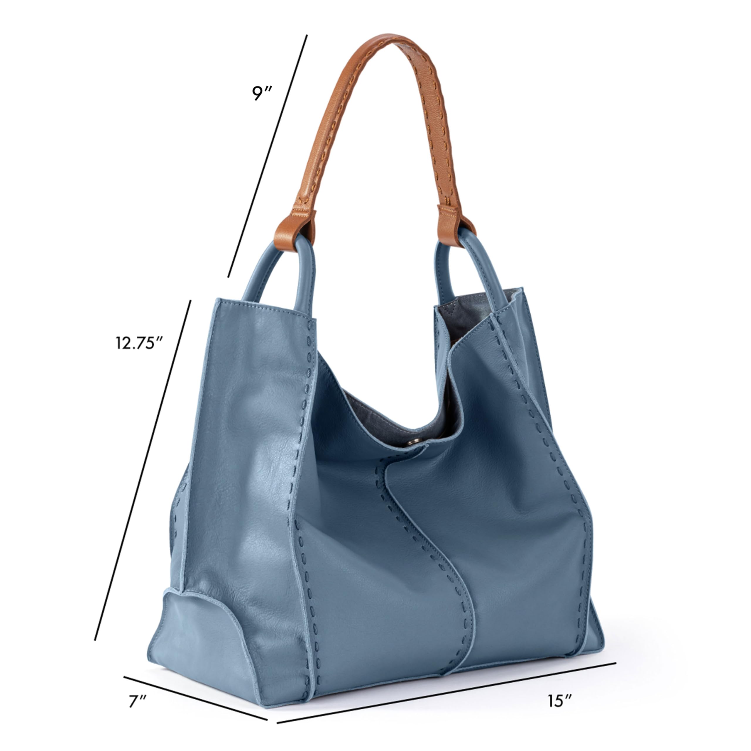 The Sak Los Feliz Large Genuine Leather Tote Bag for Women - Stylish Lined Purse with Adjustable Single Shoulder Strap - Perfect for Work, Travel & Everyday Use - Maritime Collection