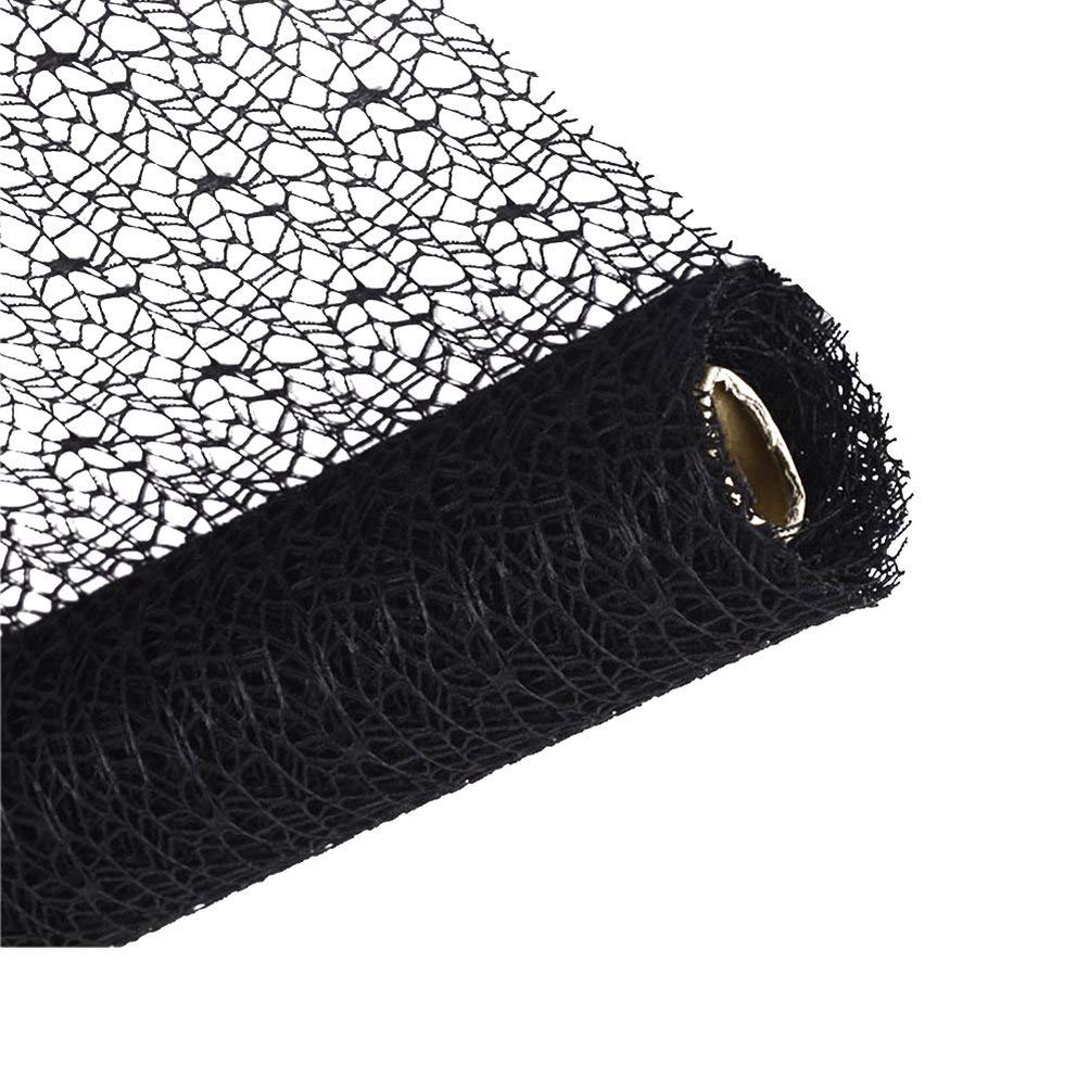 EXCEART Black Mesh Ribbon Roll - Spider Web Deco Ribbon Lace, Jute Mesh Trim for DIY Crafts, Gift Wrapping, Wedding Decor, Halloween Party Backdrop (Home Decoration, Scrapbooking, Table Runner)