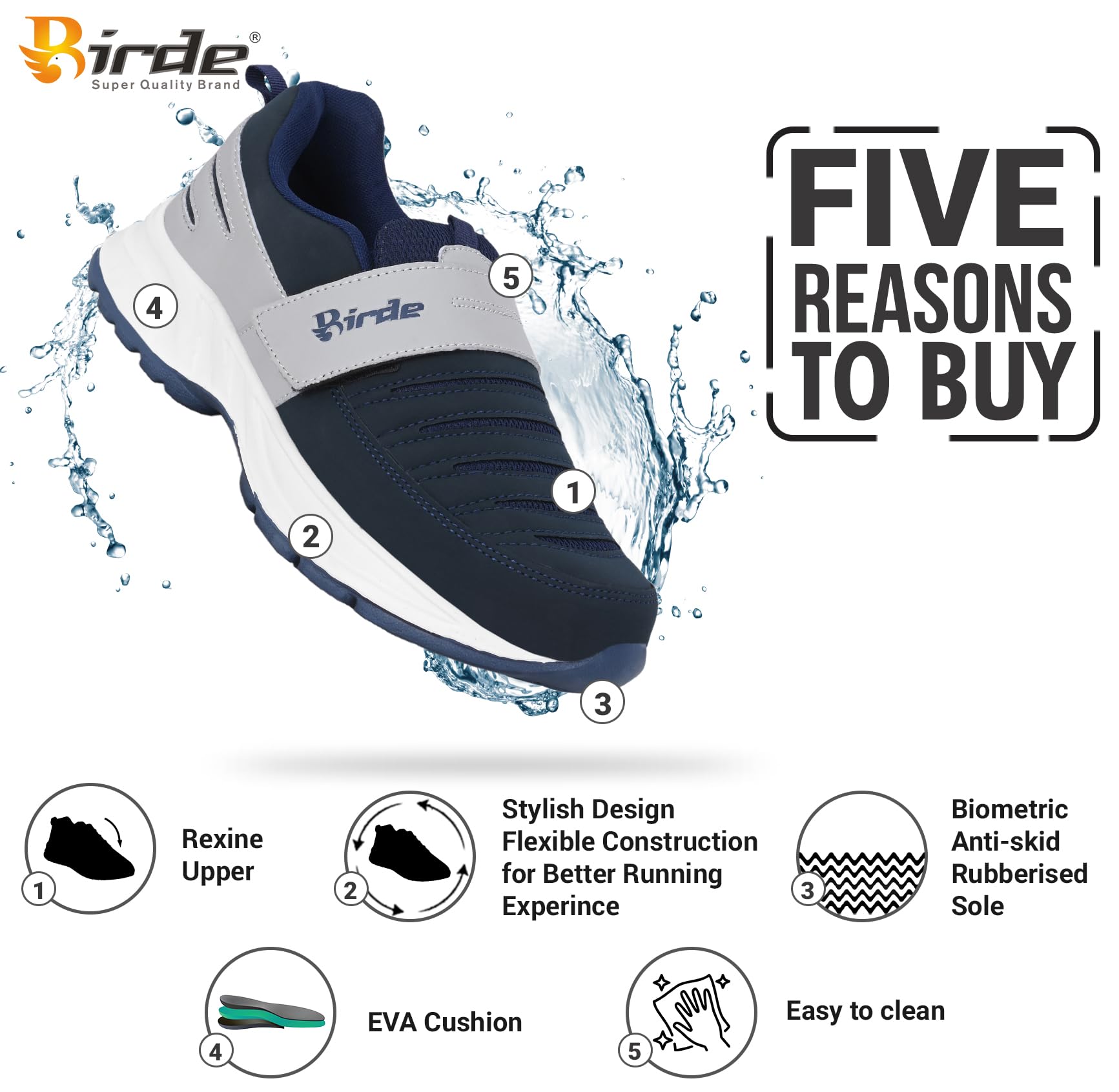 Birde Men's Casual Sneakers - Lightweight & Comfortable Walking Shoes for Men & Boys | Perfect for Daily Wear, Travel & Outdoor Activities