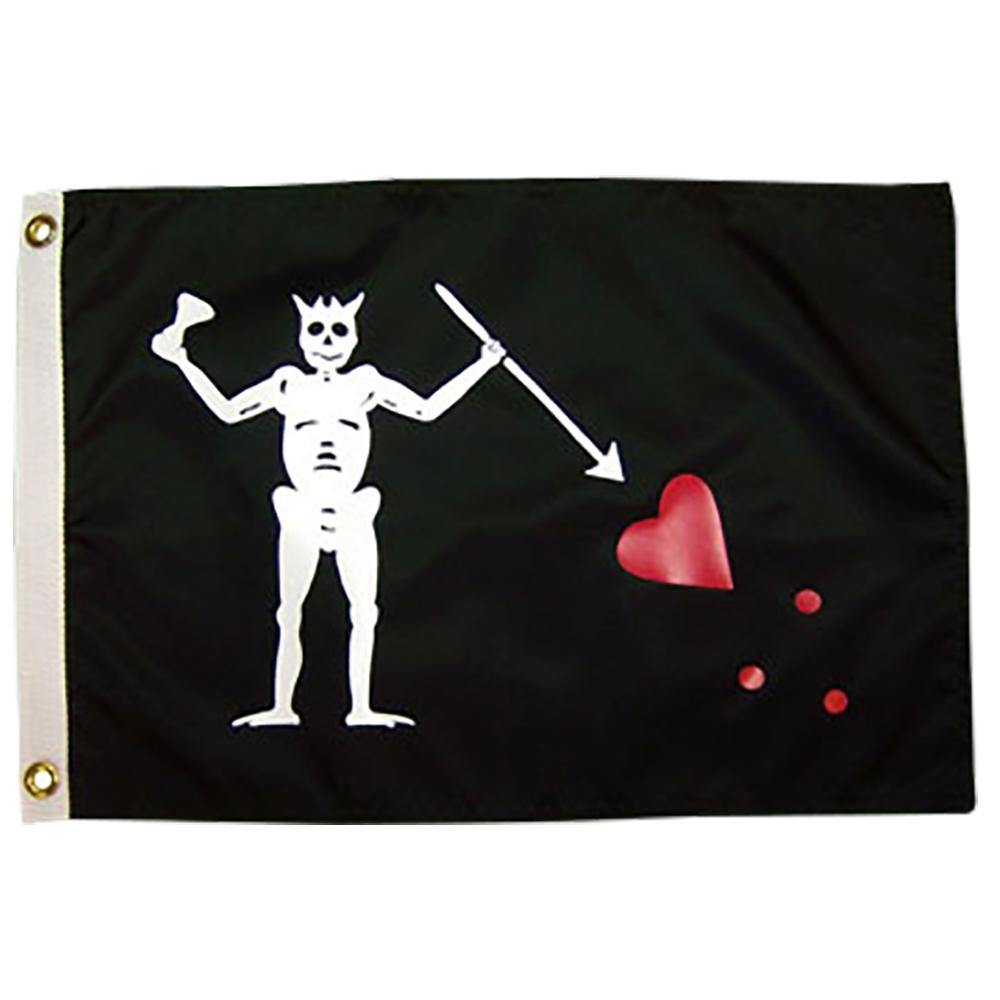 Edward Teach Pirate Flag 12x18 Inches with Grommets - Blackbeard Jolly Roger Banner for Outdoor Decor, Boat Parties, and Historical Reenactments