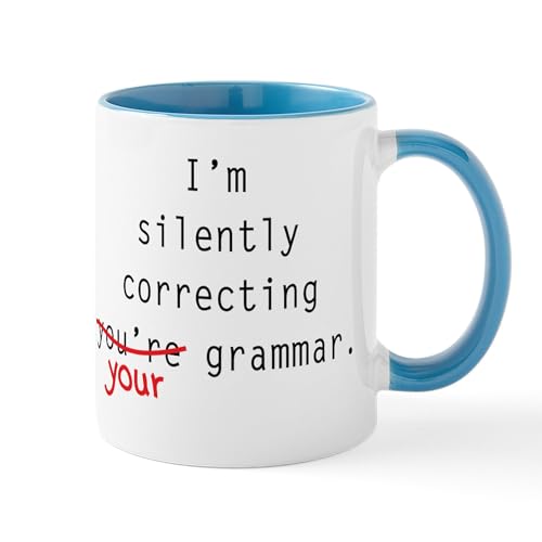 White/Blue Inside - I'M Silently Correcting Your Grammar Large Mug