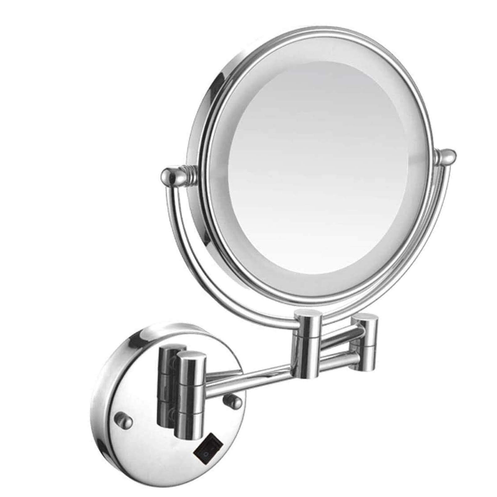 Wall Mounted Makeup Mirror with LED Lights - 10X Magnification & 360° Swivel Vanity Mirror for Bathroom & Dressing Room | Extendable Dual-Sided Mirror with Bright Lighting for Perfect Makeup Application & Skincare Routine