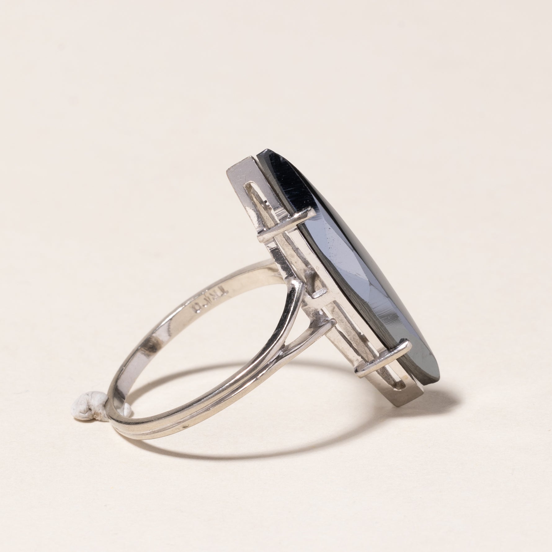 10K White Gold Hematite Ring for Women - 3.75ct Genuine Hematite Stone, Size 8.75, Elegant Wedding Band, Anniversary Gift, Engagement Jewelry for Her - Perfect for Special Occasions & Everyday Wear