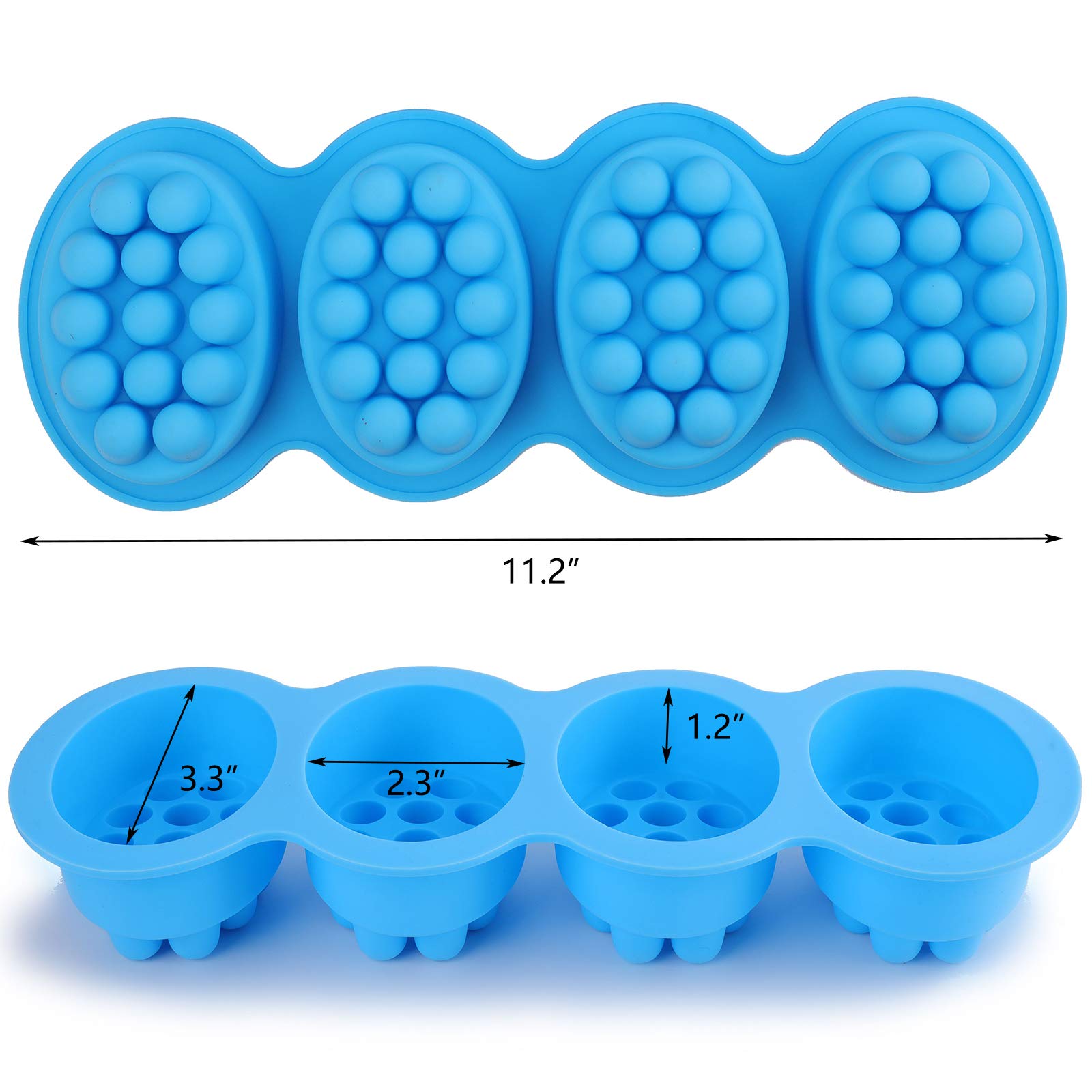 Hedume 4 Pack Silicone Massage Bar Soap Molds - 4 Cavity Nonstick BPA Free Soap Making Molds for Handmade Soaps, Candles & DIY Crafts - Perfect for Home Spa, Gifts & Bath Products