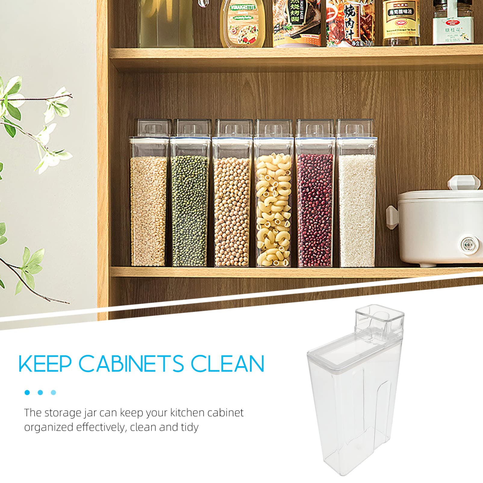 VOSAREA Airtight Food Storage Containers for Kitchen - 5-Piece Set of Dry Food Dispensers for Cereal, Rice, Sugar & Grains | BPA-Free PP Plastic with Measuring Cup | Perfect for Pantry Organization & Bulk Food Storage