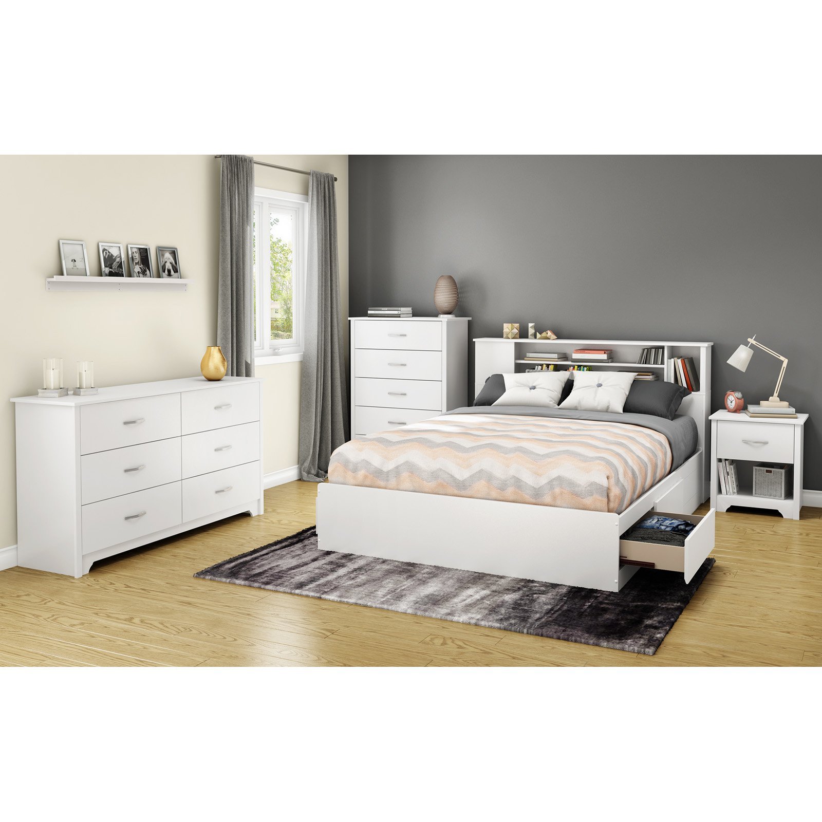 South Store FURNITURE Fusion 6-Drawer Double Dresser in Pure Black - Modern Bedroom Storage Solution for Home Organization